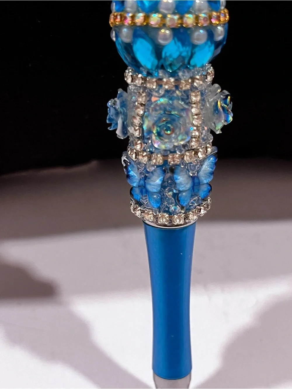 Designer inspired Luxury Blue custom designed decal fancy beaded pen